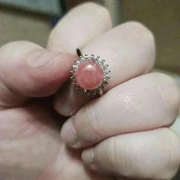 Rhodochrosite adjustable stainless steel ring! - Picture 1 of 3